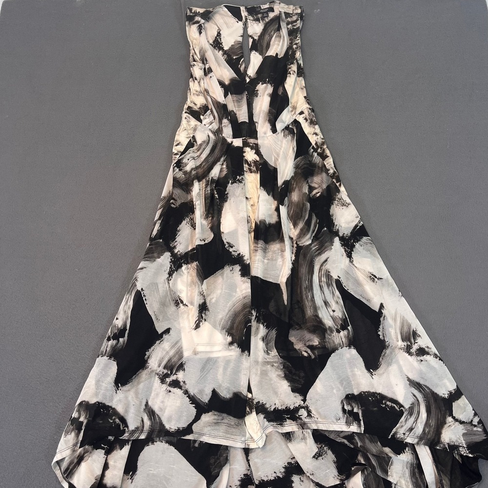 Simply Vera Wang Womens XS Abstract Black White Brushstroke High-Low Maxi Dress